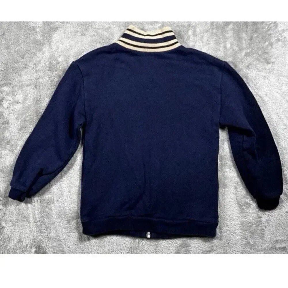 Vintage Gucci Web Stripe Zip Jacket Sweater Navy Cream Size 8